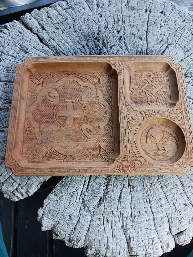 子持ち盆　イタ　アイヌ　縄文　文様　伝統工芸　御盆　アンティーク　食器　神代文字