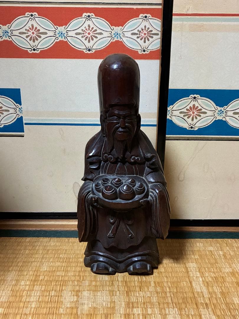 木製 彫刻 中国？ 人物像 約44㎝ 唐物