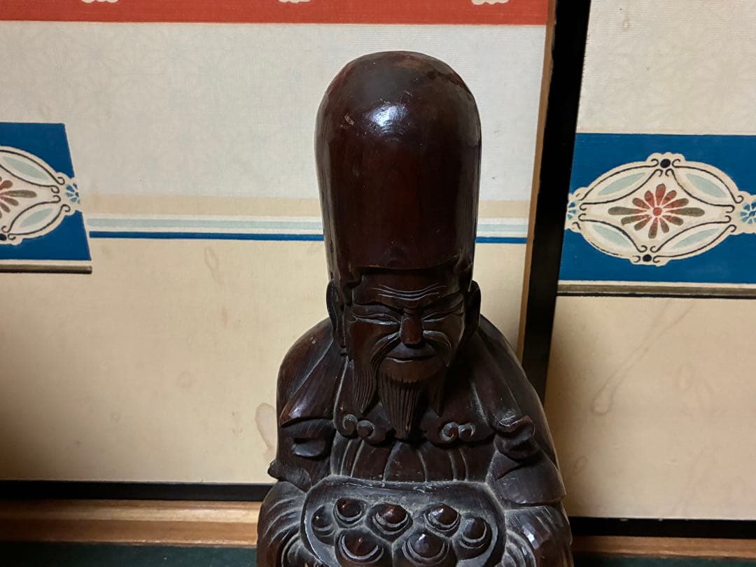 木製 彫刻 中国？ 人物像 約44㎝ 唐物