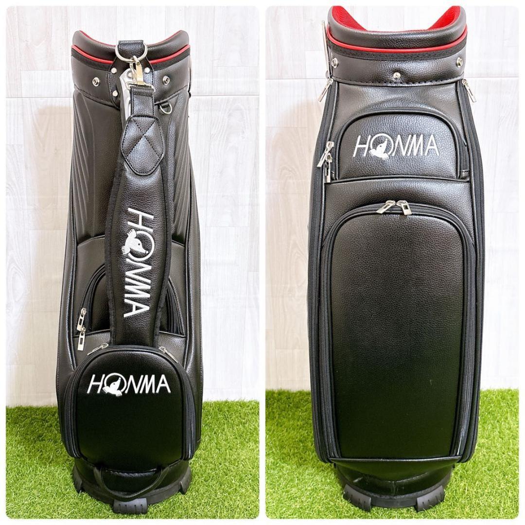 美品 HONMA ホンマ キャディバッグ 合皮 PUレザー 本間 ゴルフバッグ