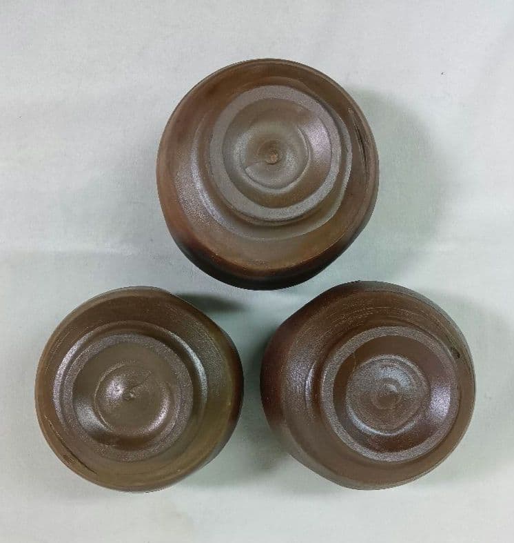 陶器製　抹茶碗　3点セット　備前焼　茶道具　茶器　和食器　お稽古
