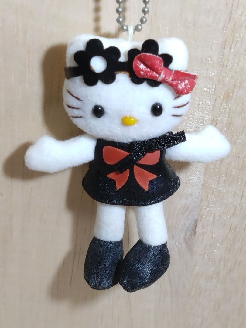 超激レア☆足長キティ　黒&金花サングラスぬいぐるみキーホルダー2点セット　非売品