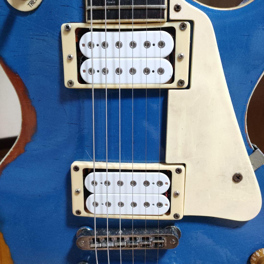 レスポール系改造　オーバーラッカーブルー　レリック少々