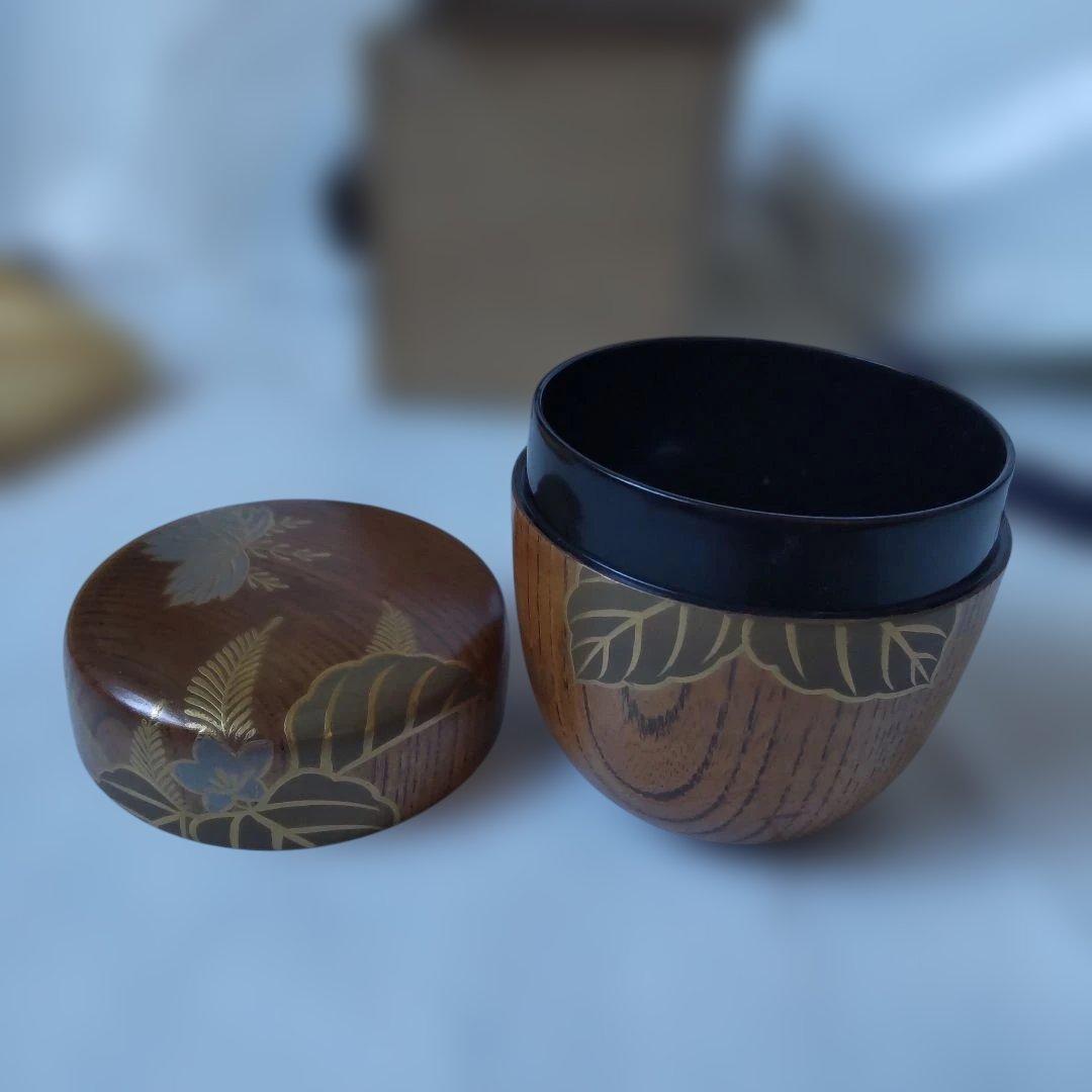 欅棗 中棗 塗師 林哲山 作 『 踊桐蒔絵 』棗 蒔絵 共箱 茶道具 美品 です