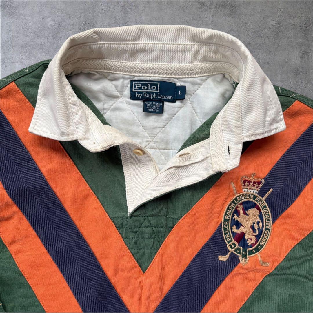 Polo Ralph Laurenラガーシャツエンブレム刺繍ナンバリング長袖　L