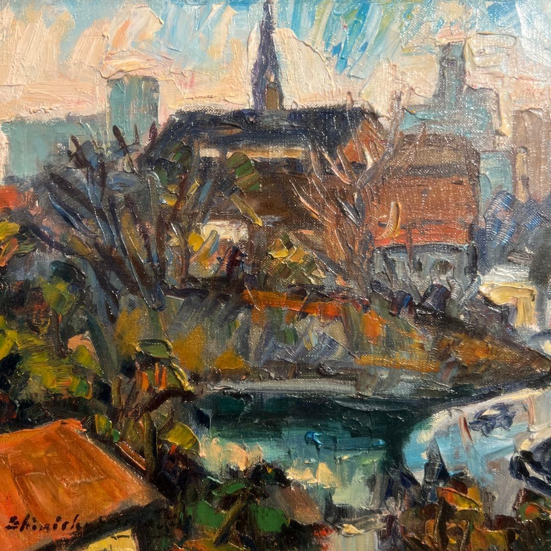 山田新一　油彩画 千鳥ヶ淵