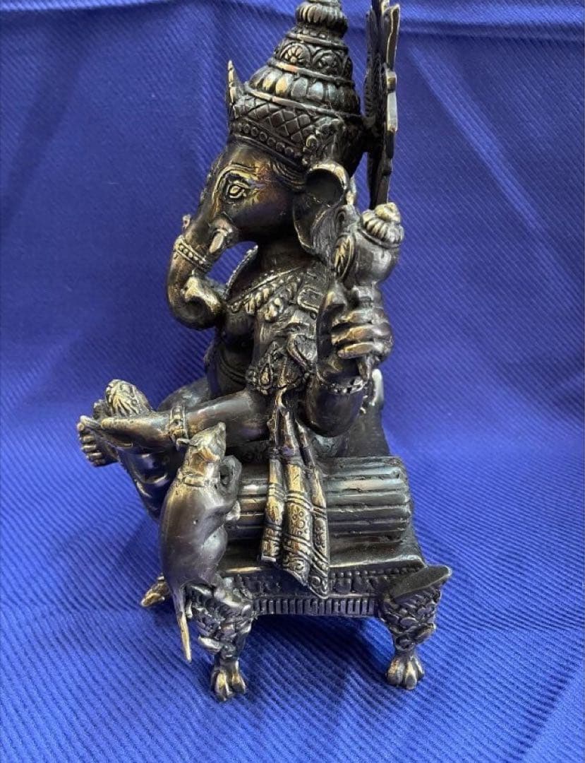 ガネーシャ像　風水置物　ブロンズ　真鍮　☆アンティーク 守り神