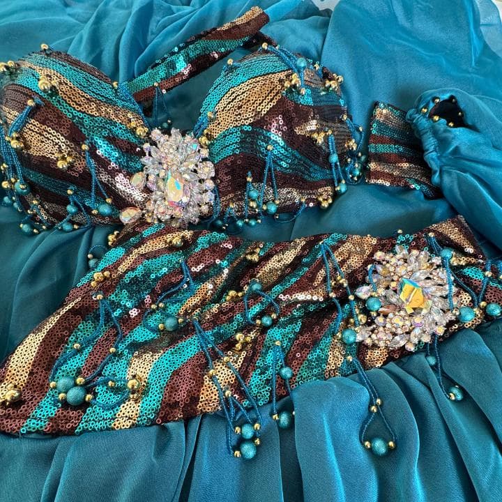 【送料無料】サハルオカーシャ Sahar Okasha ベリーダンス 衣装 青