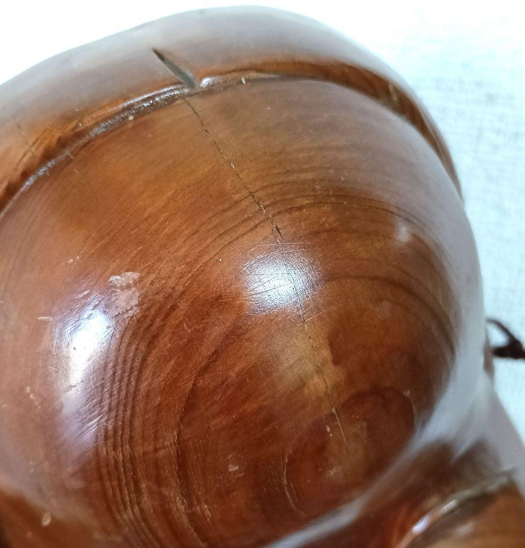 イケディア　骨董　木製面　おかめ 　手掘り　木彫り　壁掛け　お面　B