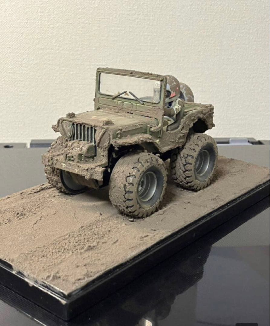 タミヤ ミニ四駆 「ワイルドウイリスJr」 完成品 ジオラマ仕立て 泥道ver