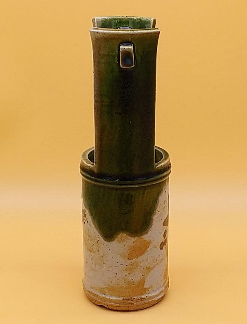 寺田美山 三代 織部焼 花立 手桶