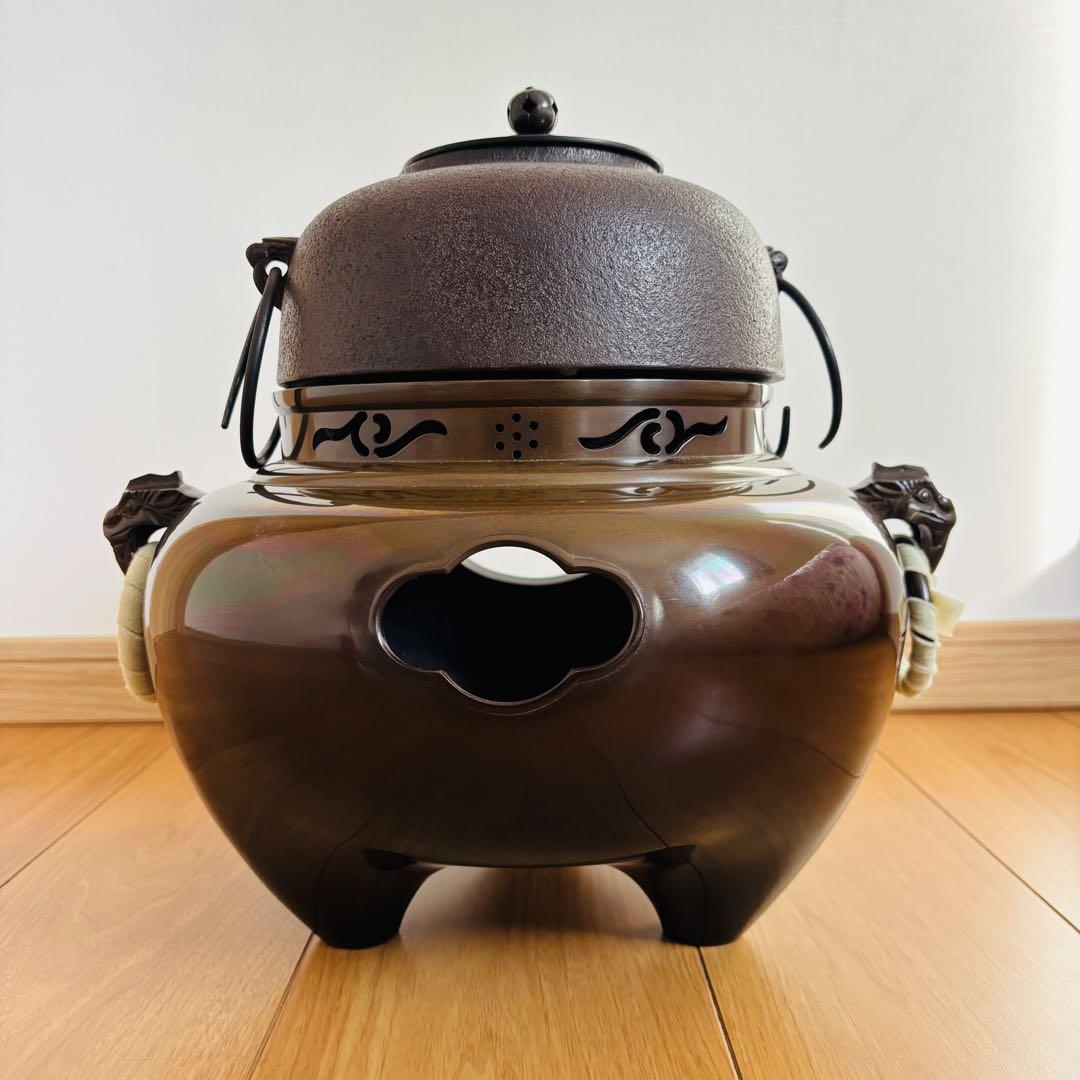 美品　人間国宝　高橋敬典　茶釜　唐津鬼面風炉　香峰　茶道具　風炉釜　茶の湯釜