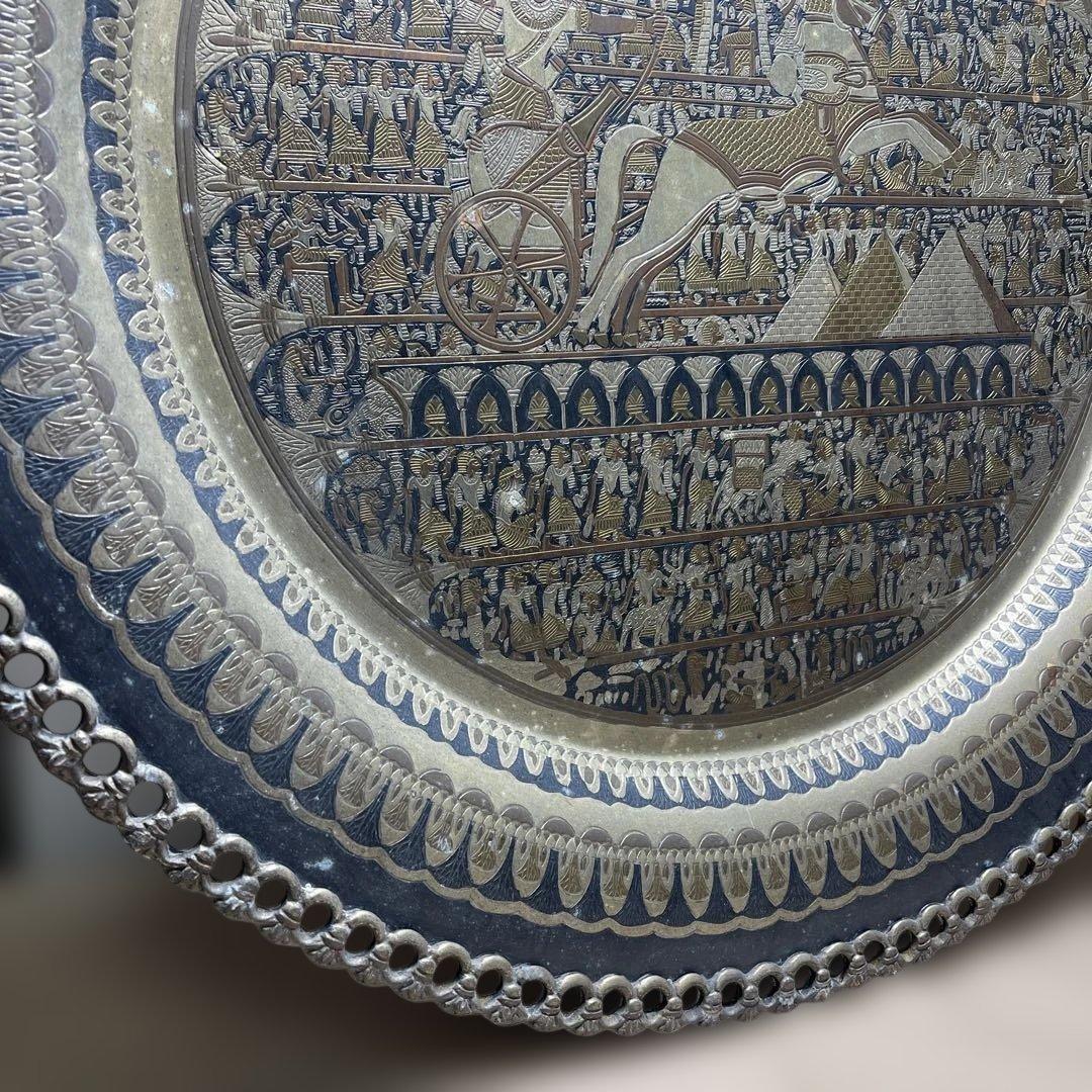 MR-496A エジプトの戦士彫刻装飾 壁画 プレート 装飾品ビンテージ マニア