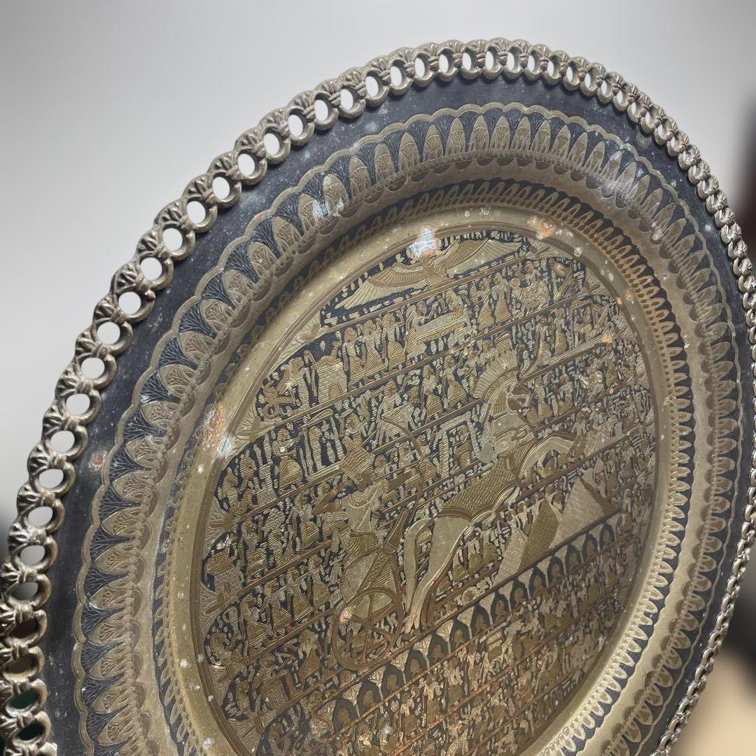 MR-496A エジプトの戦士彫刻装飾 壁画 プレート 装飾品ビンテージ マニア