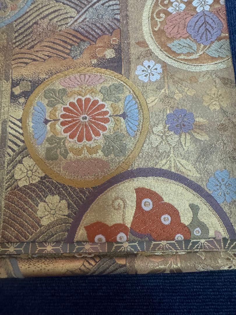 2694袋帯 古代彫金紋 西陣織 金糸　高級上質上品　約440cm 未使用