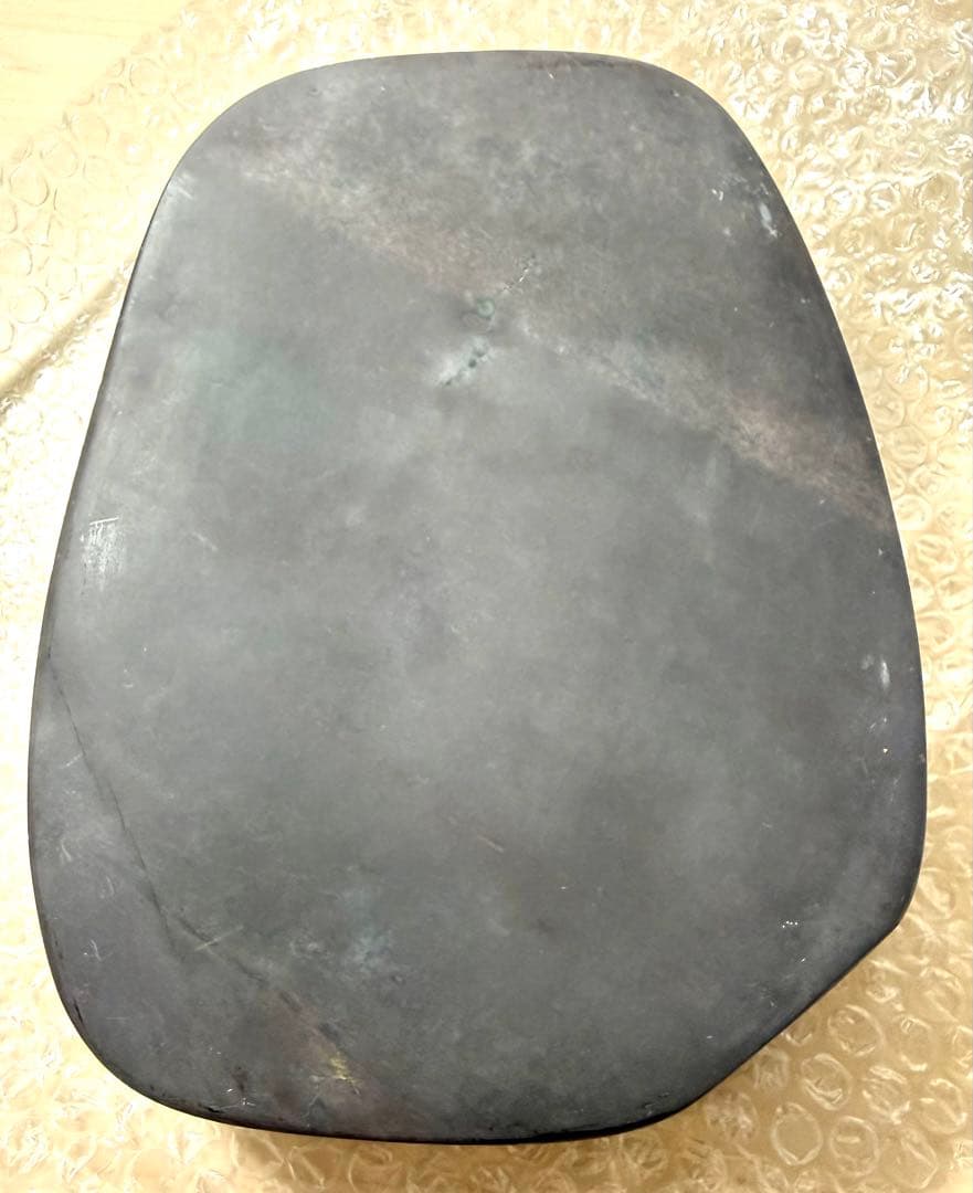 未使用 中国硯 端渓硯 斑点 石眼 硯 書道具 花鳥文 約3キロ