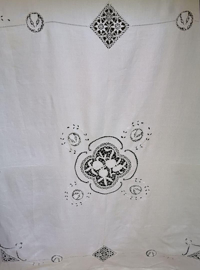 イタリアアンティーク フルーツボビンレース刺繍 ニードルワーク大判クロスカーテン