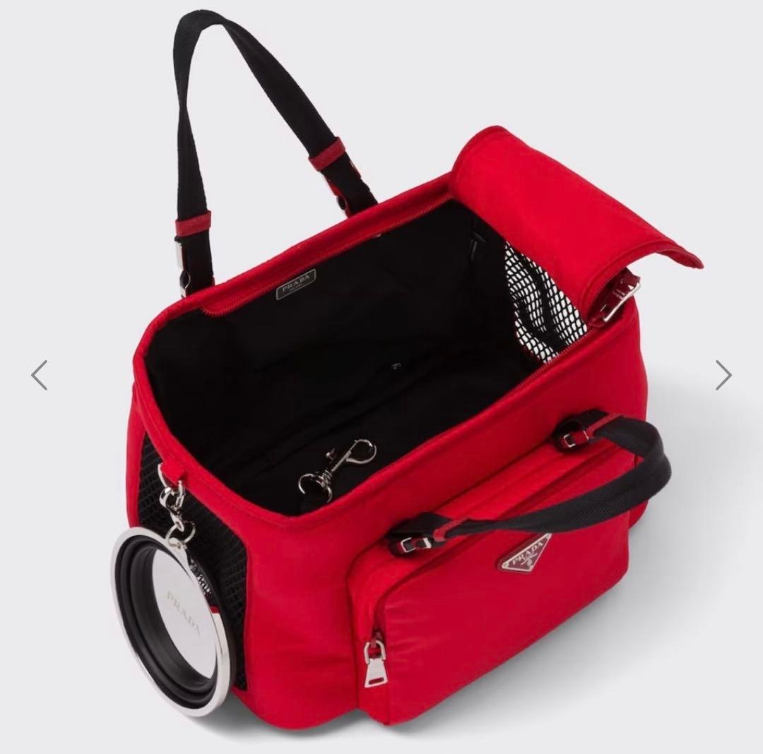 PRADA ペット用 トート キャリーバック レッド 皿、ポーチ付き 新品未使用