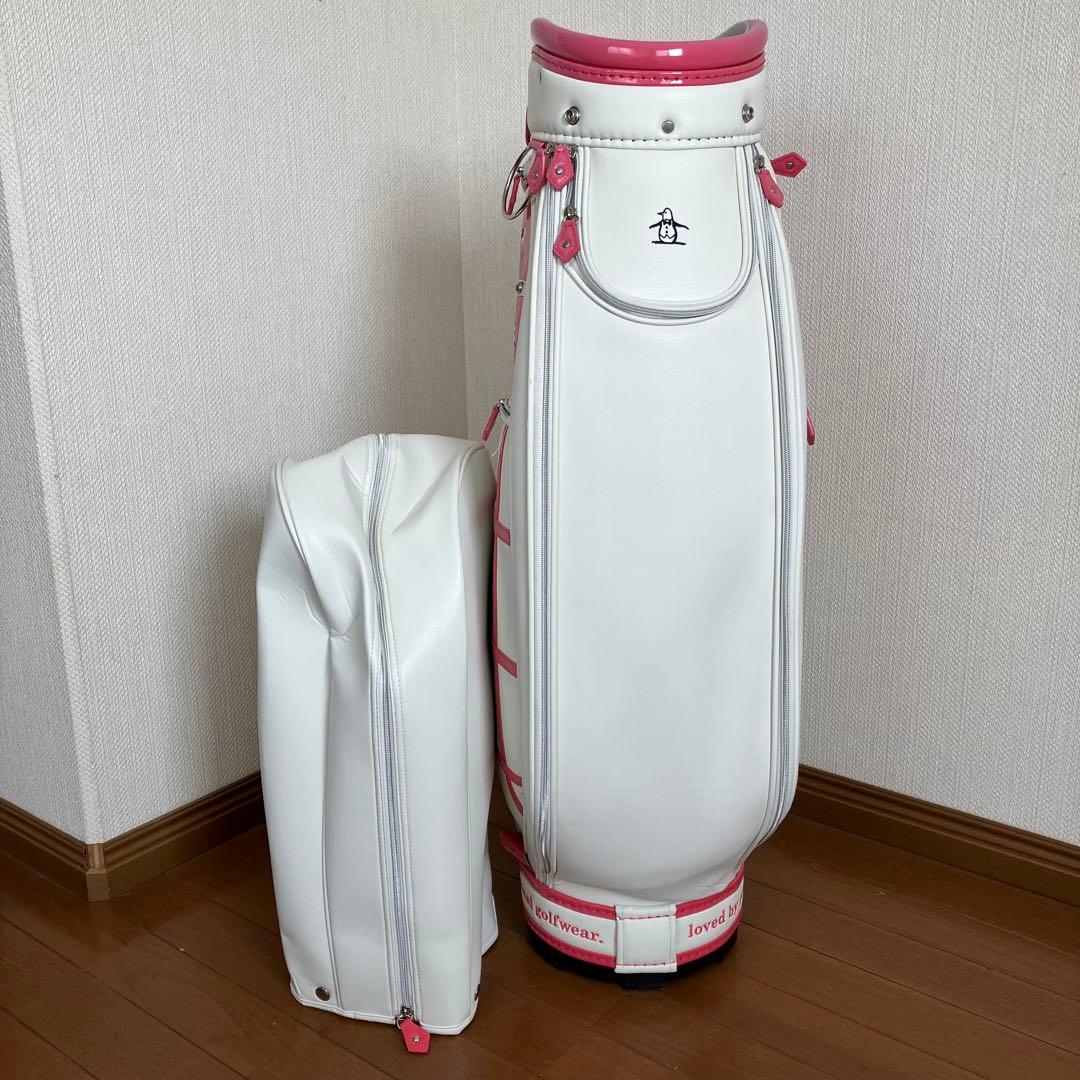 AB-229マンシングウェア キャディバッグ ホワイト×ピンク 5分割 送料無料