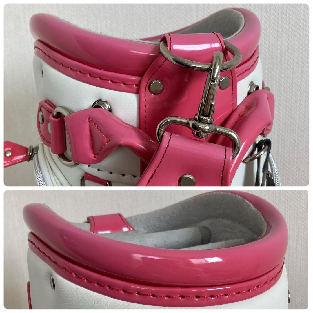 AB-229マンシングウェア キャディバッグ ホワイト×ピンク 5分割 送料無料