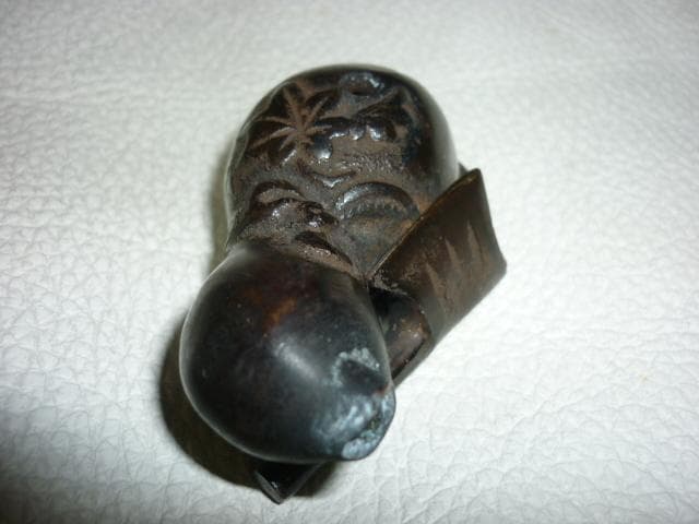 ◆美品 希少 1920年頃（大正時代）!『瓢箪と斧』青銅製 書道 水滴 水差し