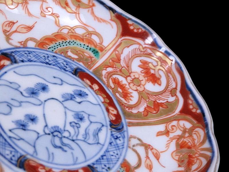 古伊万里 金襴手　鳳凰に龍の図　4寸皿　４枚　D43AS-fbuy5