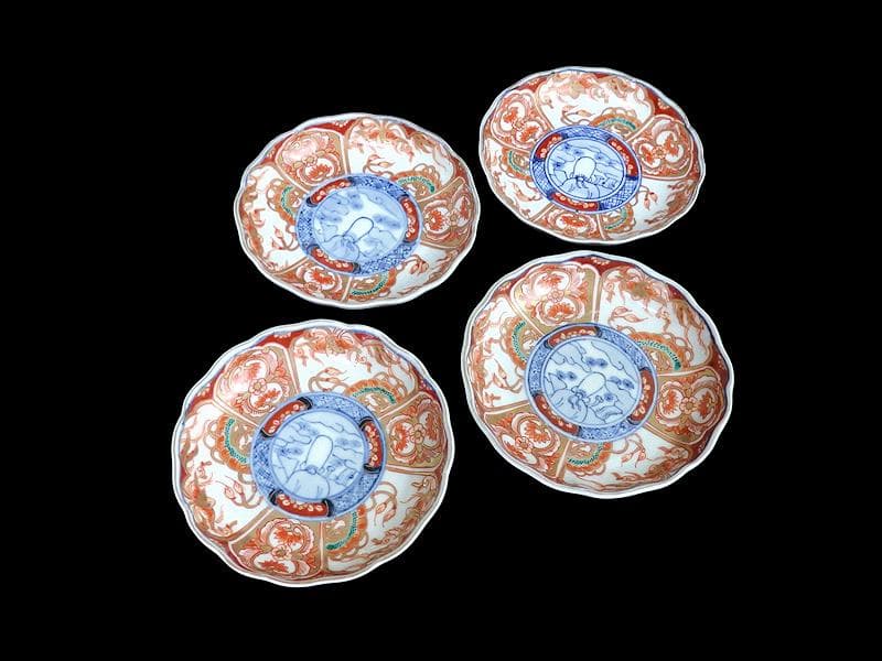 古伊万里 金襴手　鳳凰に龍の図　4寸皿　４枚　D43AS-fbuy5