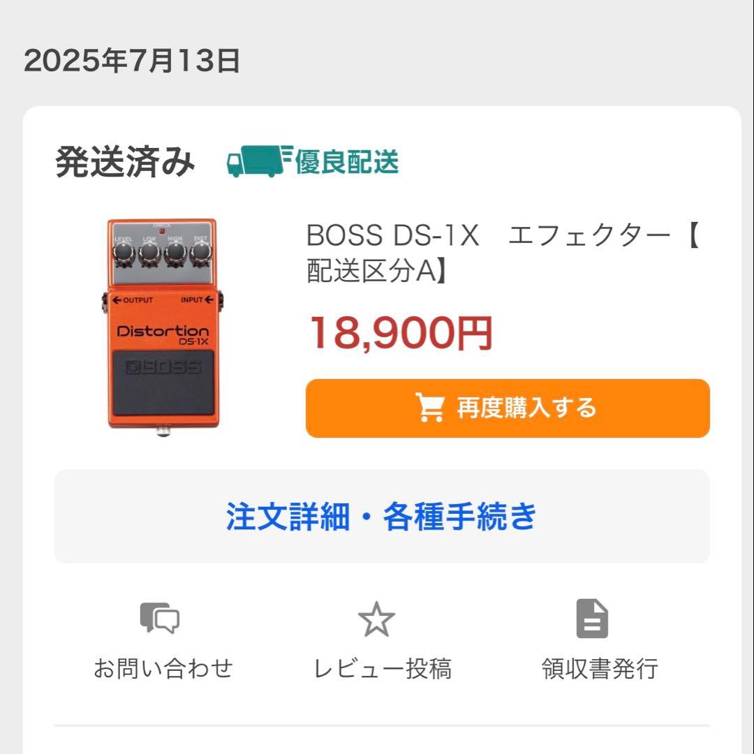 2025年7月13日新品購入　美品BOSS DS-1X