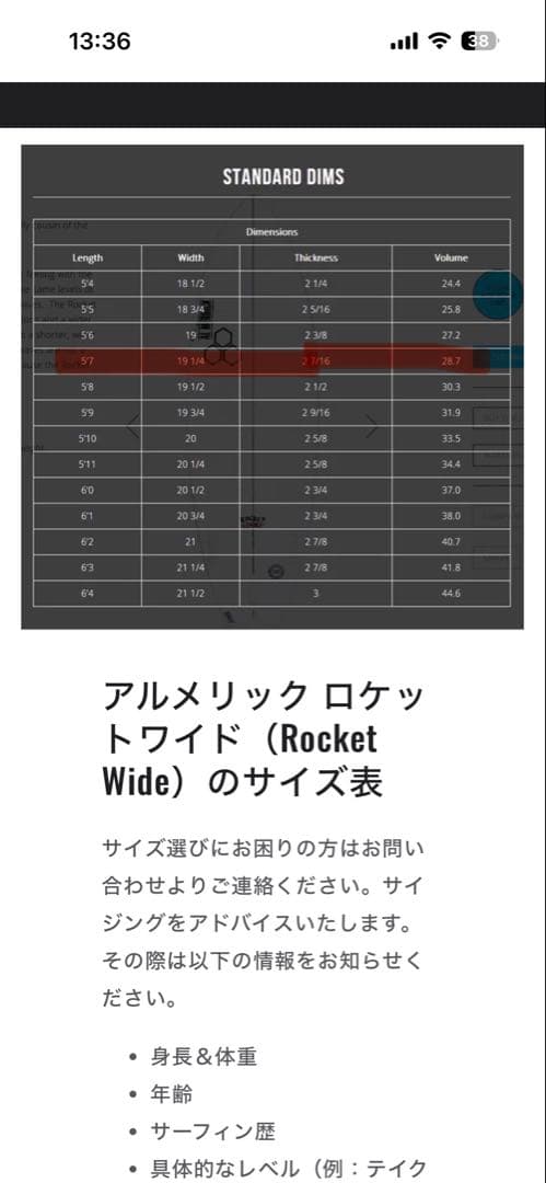 AL Merrick Rocket wideショートボード5.7