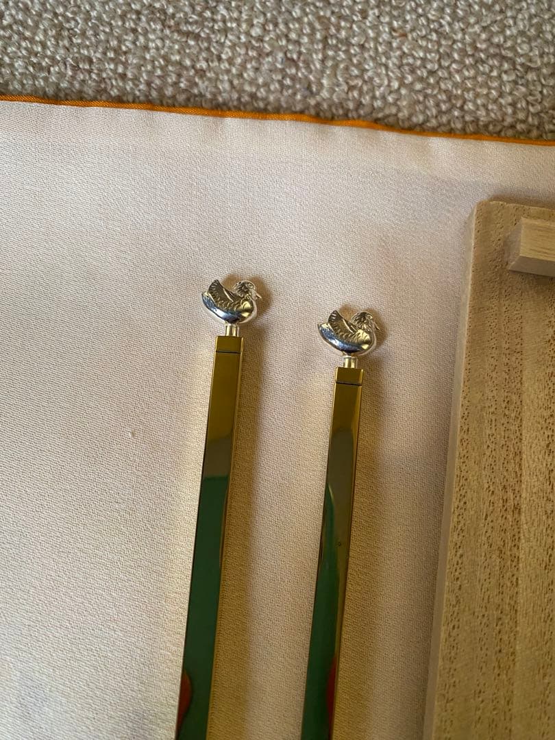 南鐐　鳥頭　飾火箸　金森紹栄氏作