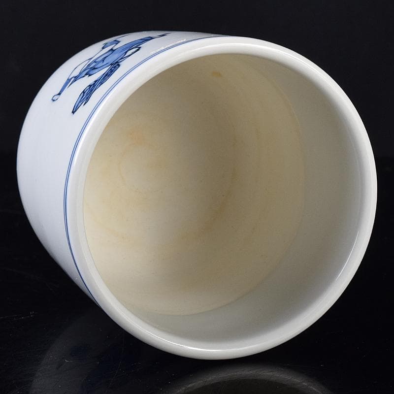 茶道具　西村徳泉造　染付　飛脚絵　火入　共布共箱　V　R8669