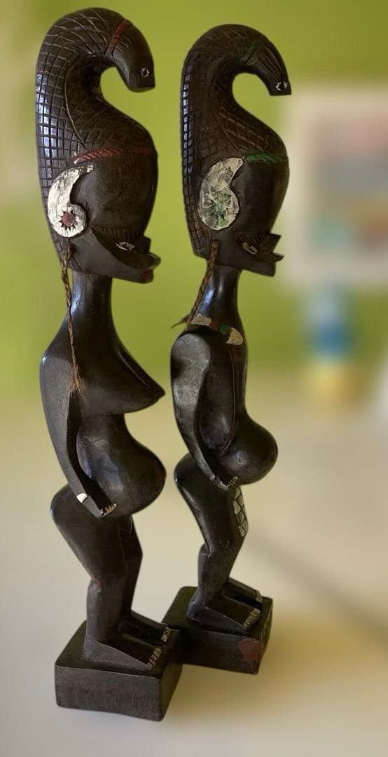 アフリカンスタイル 木製彫刻 2体セット