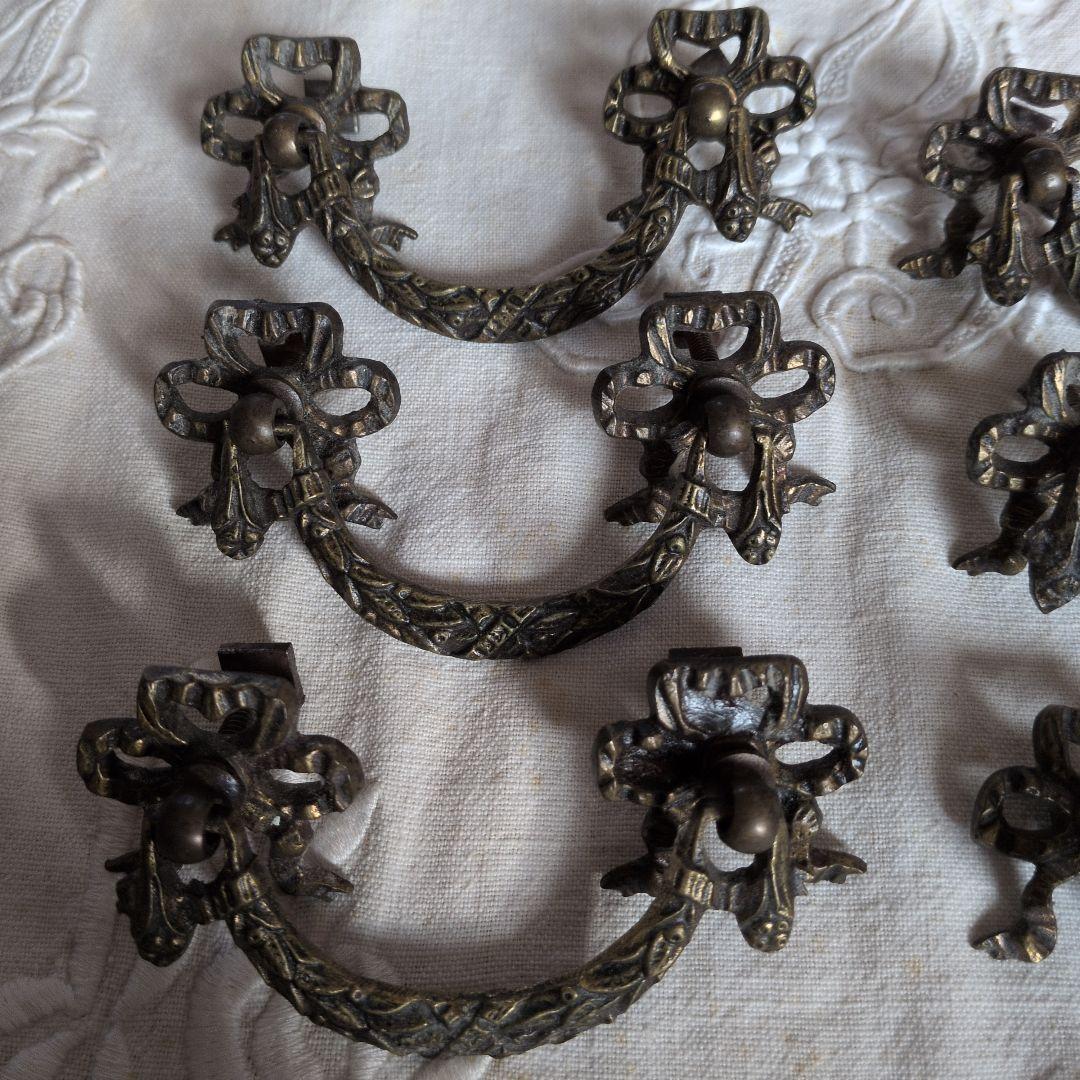 フランスアンティーク 家具用取っ手 6個セット 真鍮製