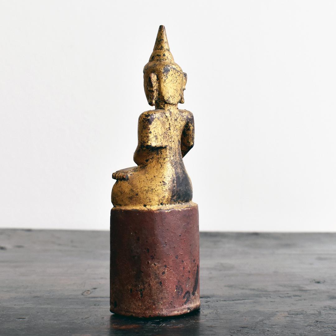 19世紀 東南アジア タイ北部ラーンナー木彫仏 /ラオス/ブッダ座像坐像古美術