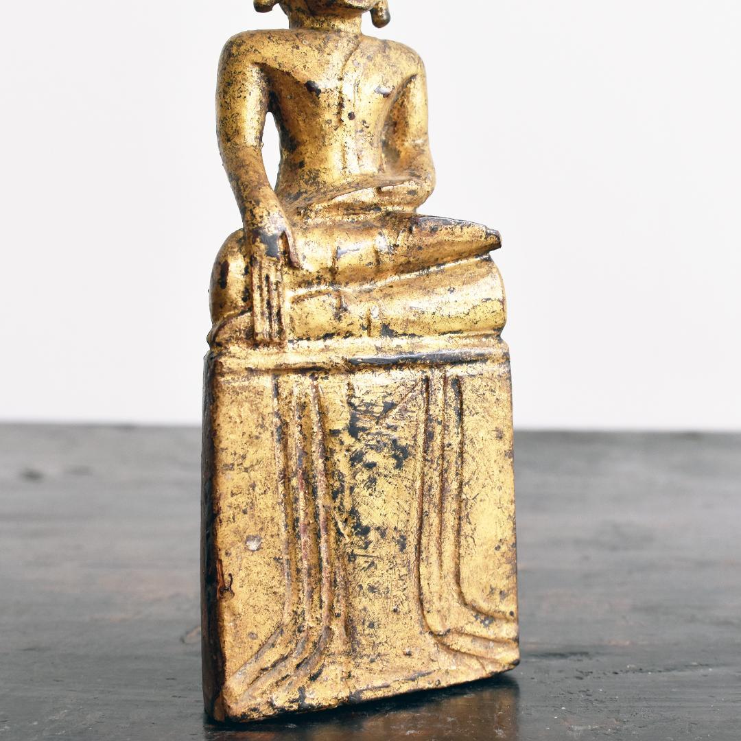 19世紀 東南アジア タイ北部ラーンナー木彫仏 /ラオス/ブッダ座像坐像古美術