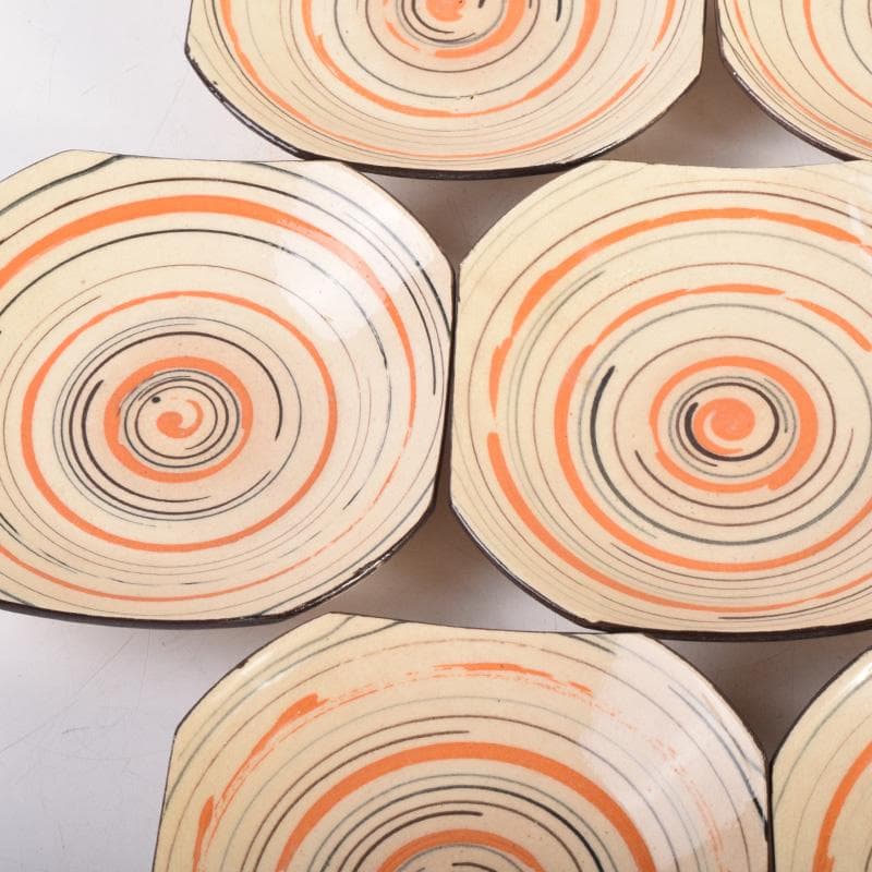 和食器　渦巻文　八角皿　八客　時代箱　C　7941