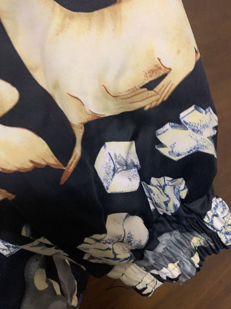 ケンショウアベ 中綿ジャケット　ペンギン　氷柄　レディースフード付きスキーウェア