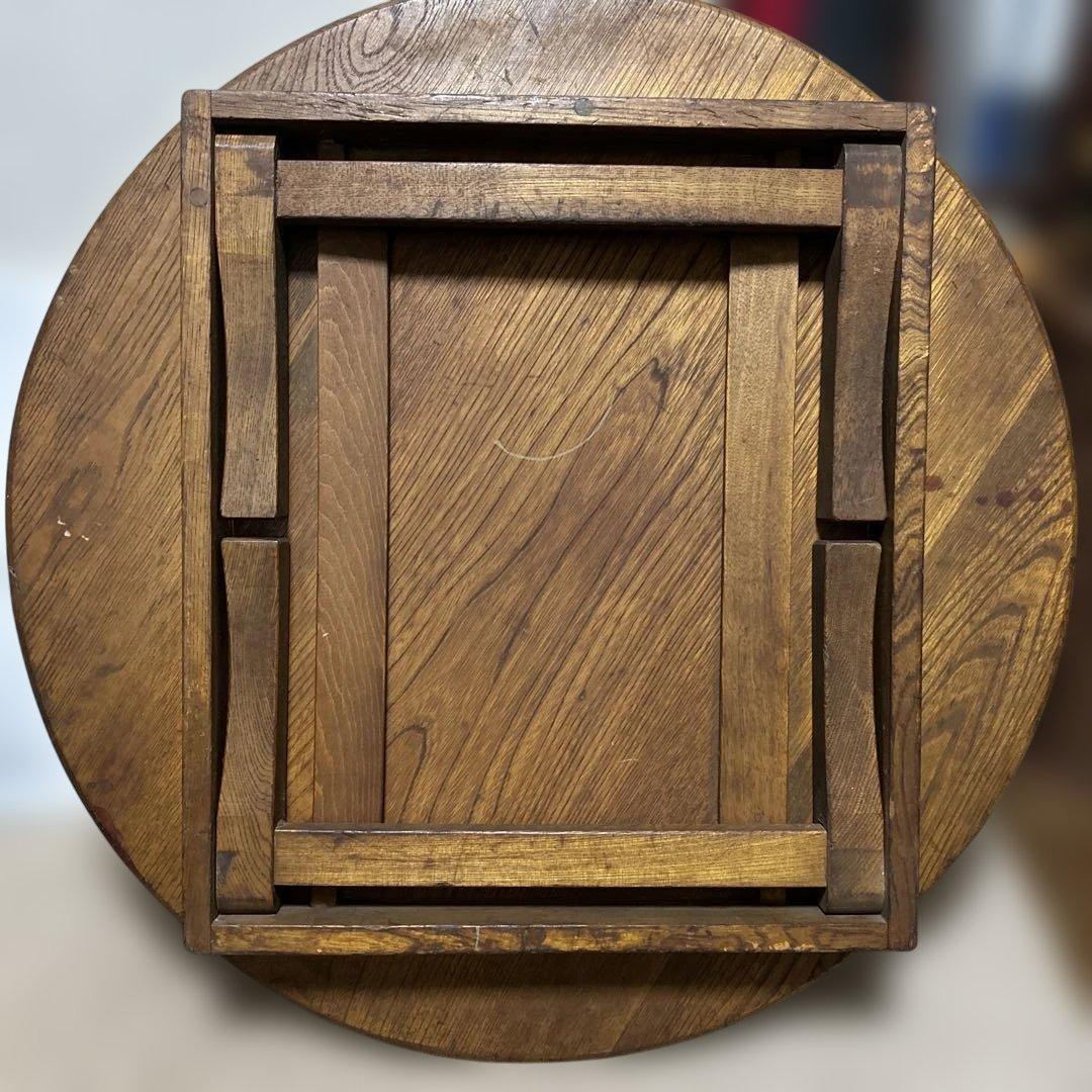 ちゃぶ台　折りたたみ円形木製テーブル　1950年代ヴィンテージ　昭和レトロ