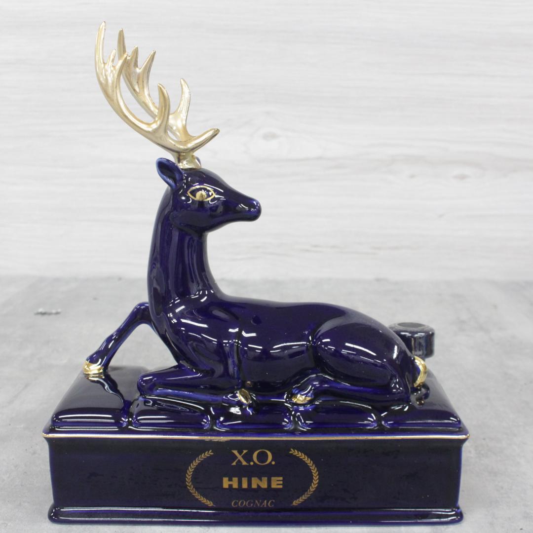 ▲未開栓 HINE X.O COGNAC 陶器 鹿ボトル リモージュ ブルー
