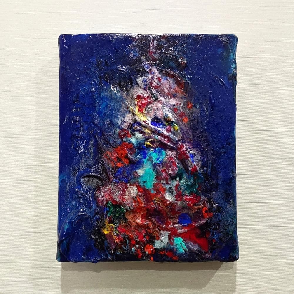 内野隆文　抽象画　絵画　F0号　アート作品　現代美術　キャンバス　厚塗り　真作