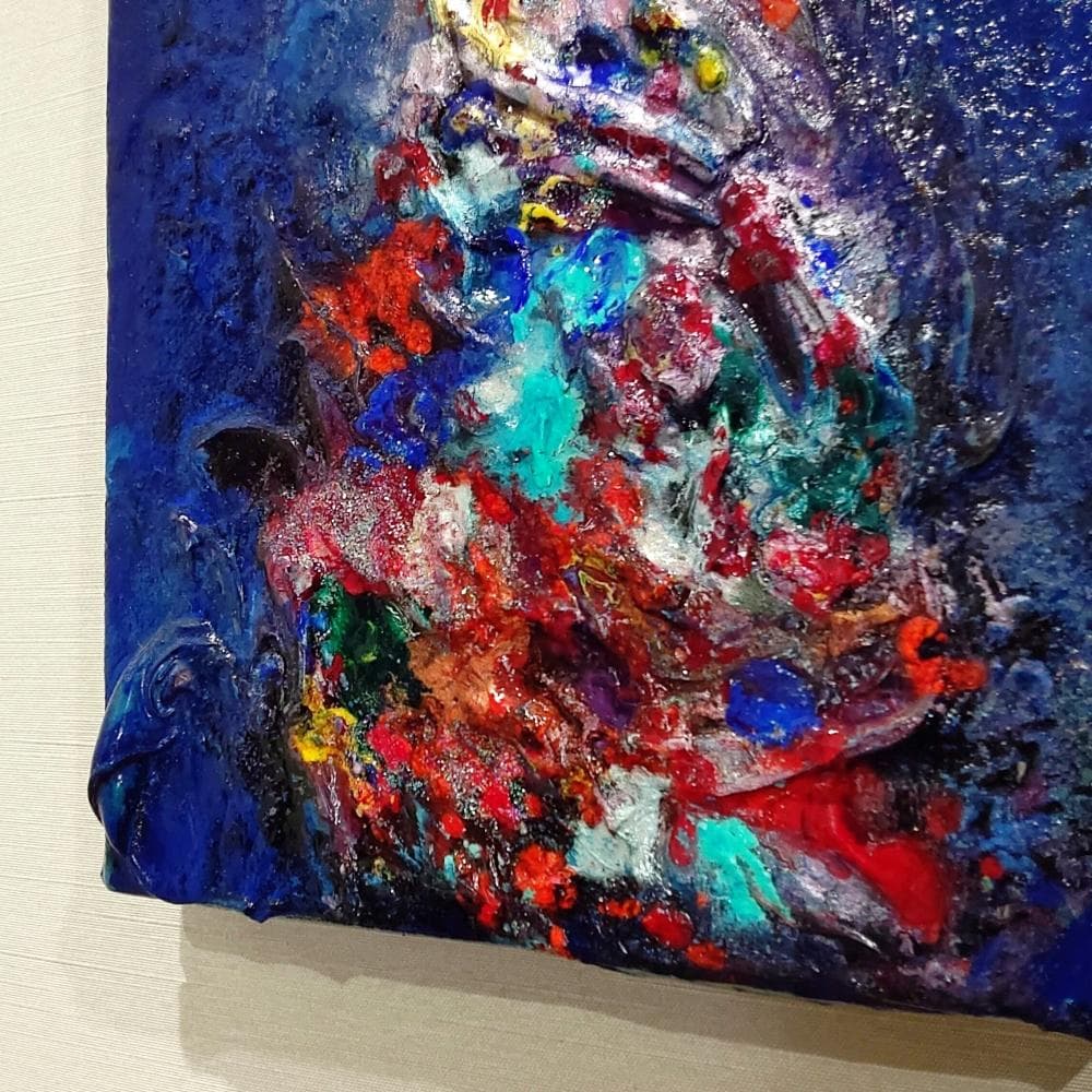 内野隆文　抽象画　絵画　F0号　アート作品　現代美術　キャンバス　厚塗り　真作