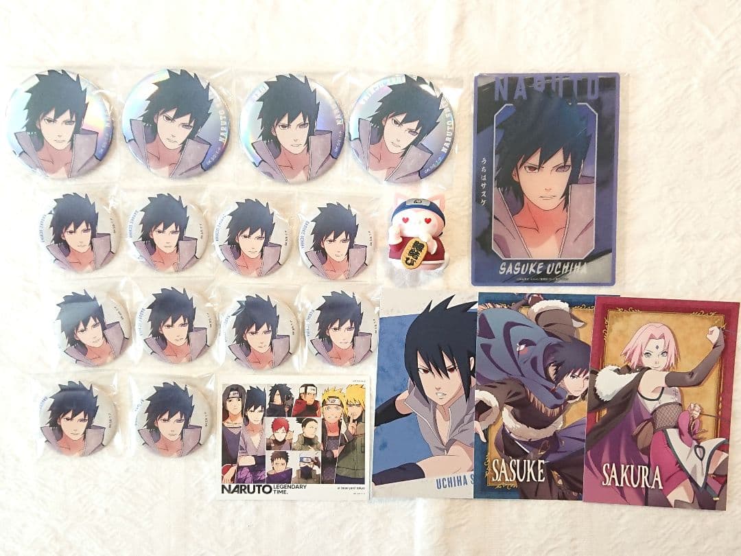 NARUTO　ベースヤード　うちは サスケ　缶バッジ　　春野サクラ　ニャルト