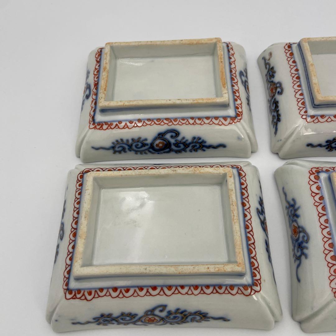 古伊万里 赤絵 金彩 長方皿 4客 長皿 刺身皿 中皿 アンティーク 料亭 割烹