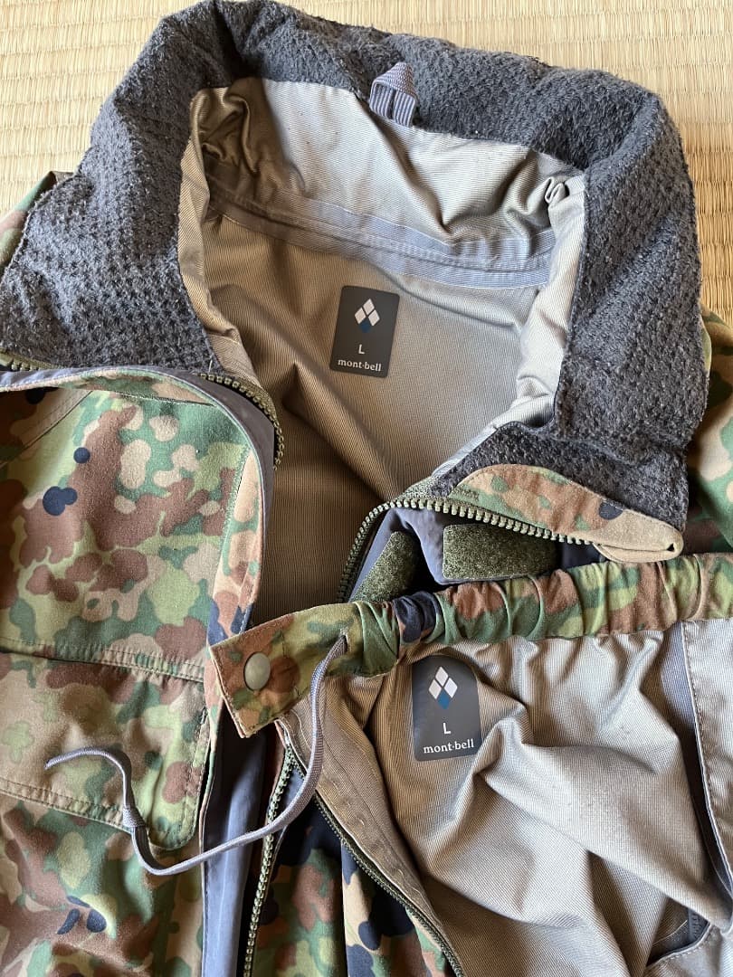 モンベルゴアテックス　カモワッチレインスーツ　Lサイズ　自衛隊迷彩ゴア雨衣