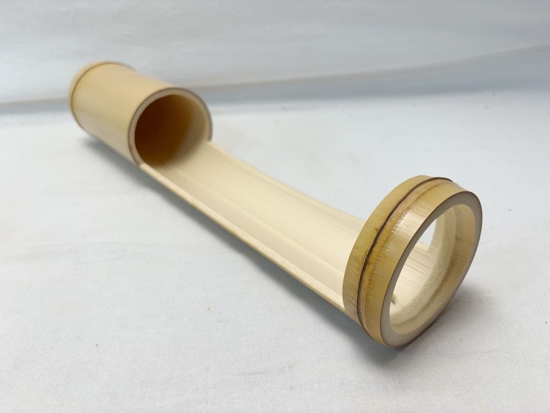 ほぼ未使用 華道具 竹 鶴首花入 竹おとし付き 掛置兼用 竹工芸 天然竹製 紙箱