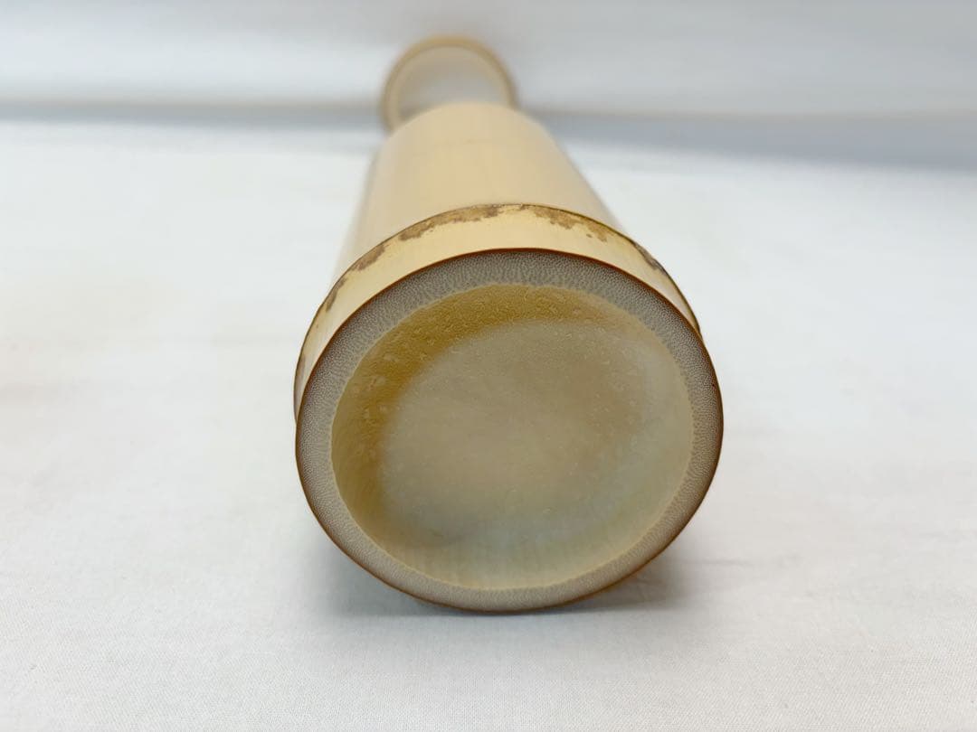 ほぼ未使用 華道具 竹 鶴首花入 竹おとし付き 掛置兼用 竹工芸 天然竹製 紙箱