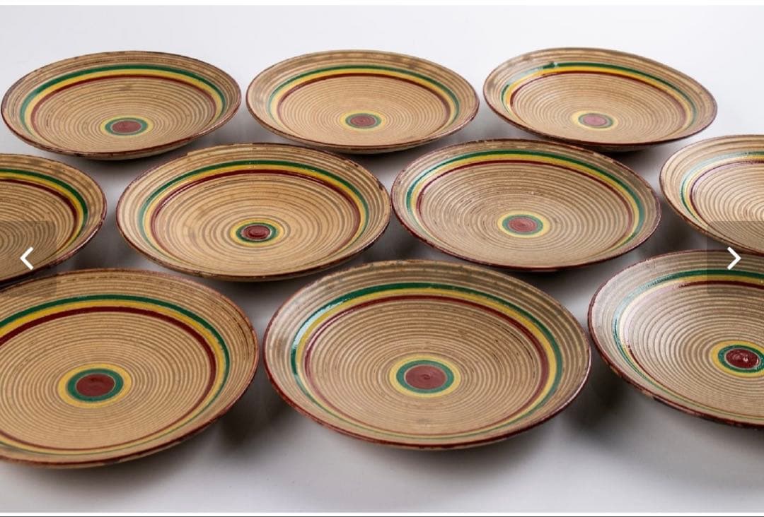 小坂屋 活洲 着彩独楽皿10客 共箱 魯山人　乾山 永楽善五郎　骨董