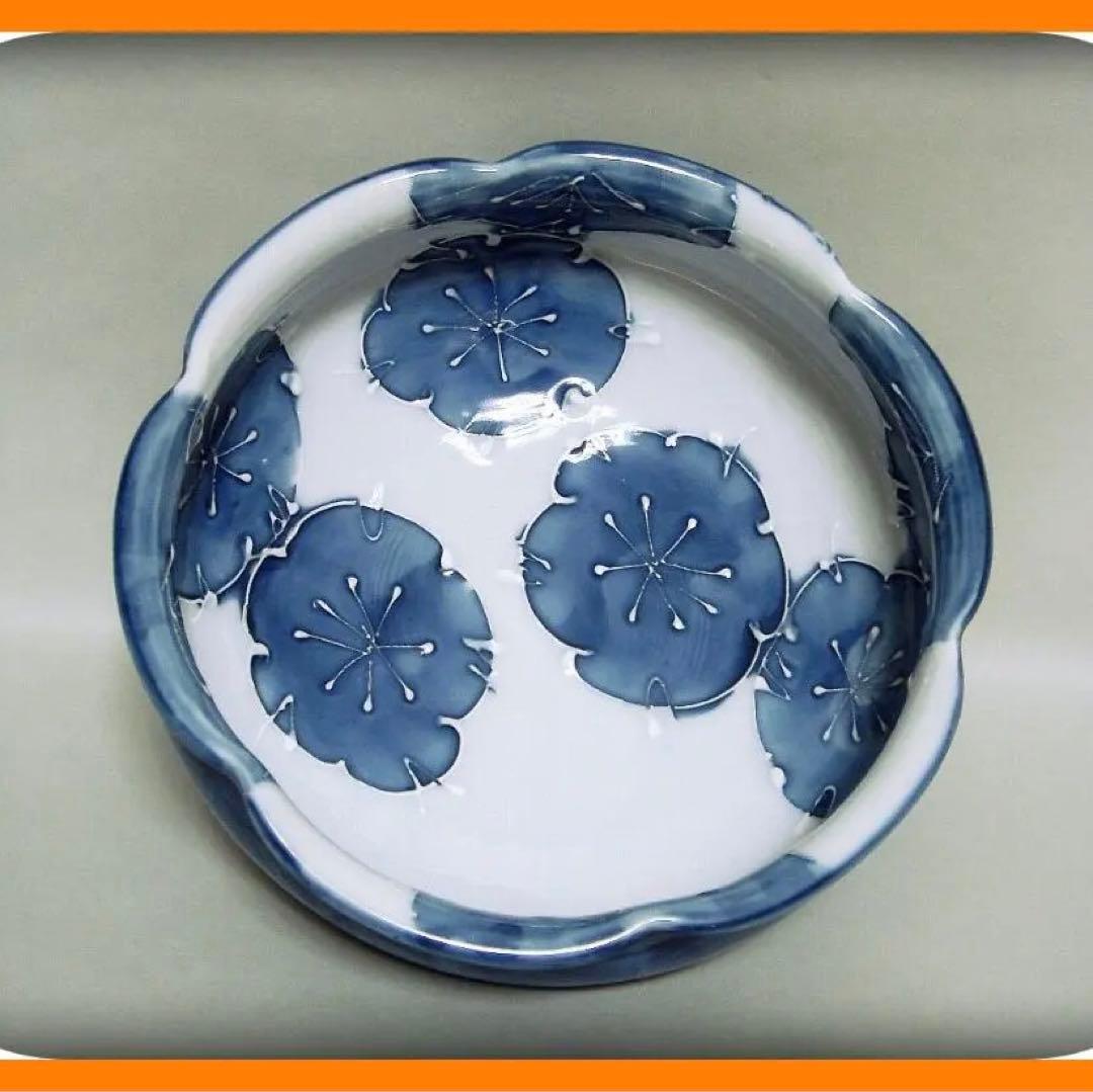 73『染付 花 輪花鉢』　/骨董品 古美術 アンティーク 古玩