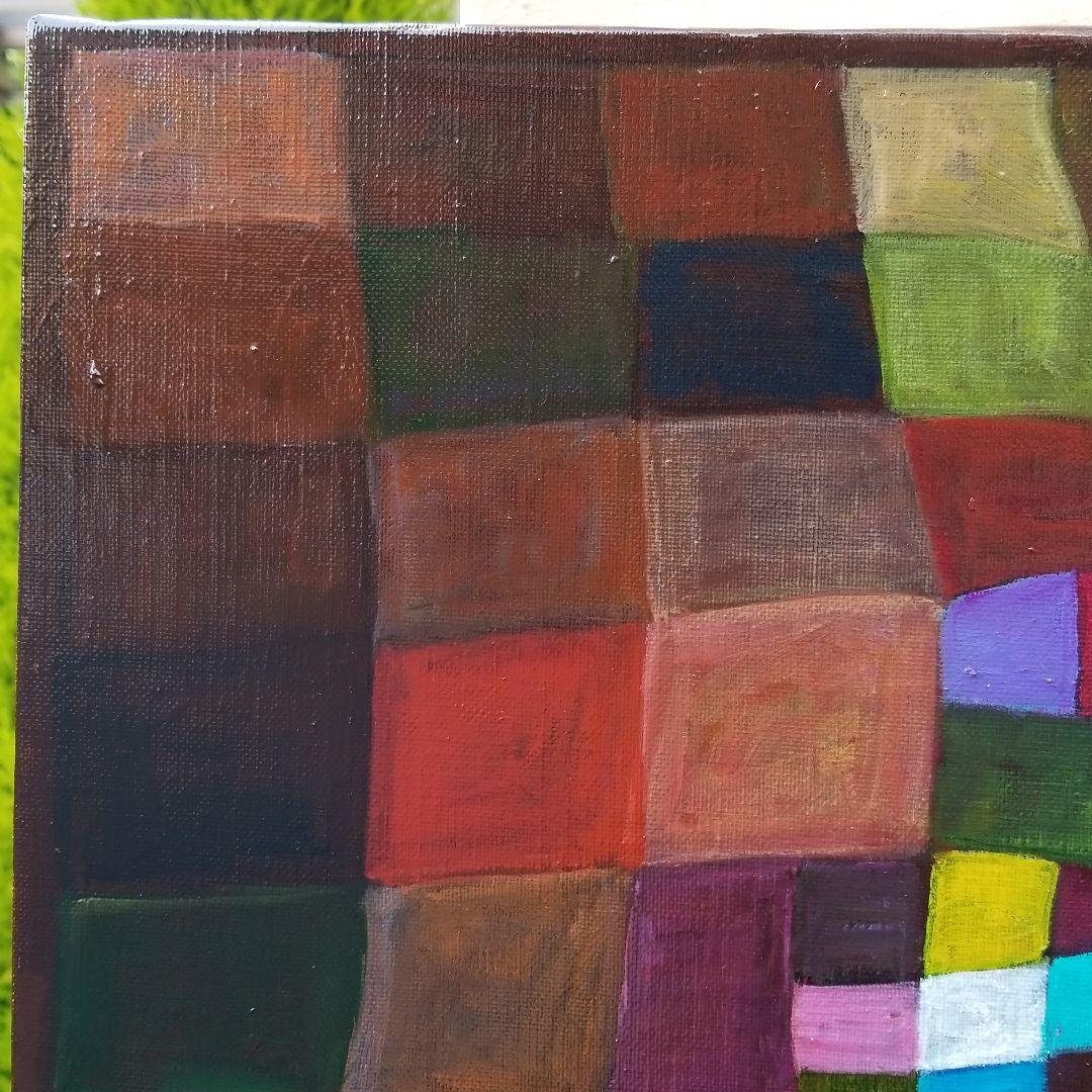 キャンバス油絵　専用　開花　パウルクレー風　飽きのこない抽象画　大きめキャンバス