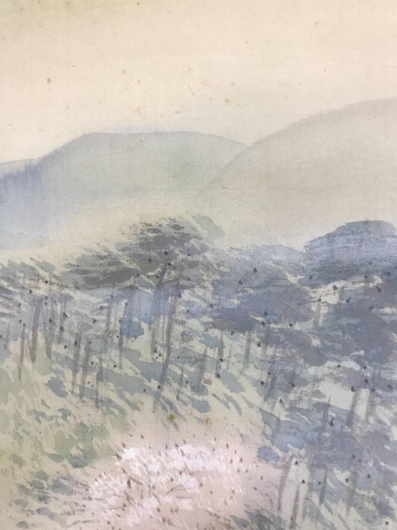 真作/朝見香城/嵐狭春霞図/山水図/嵐山風景図/掛軸/名家伝来/AE-184